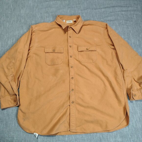 VINTAGE LL Bean Chamois Shirt Size XXL Tall Peach Long Sleeve Made in USA - Picture 2 of 10